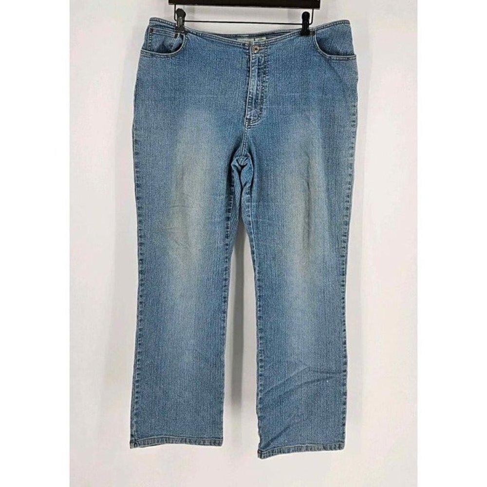 St Johns Bay Womens Bootcut Light Wash Blue Stretch Jeans Sz 18
